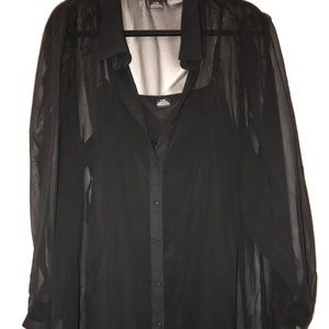 Black sheer blouse w/ black cami under